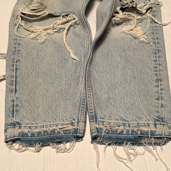 Zara Unisex Destroyed Graffitti Jeans Loose Fit Distressed Size 32 - Picture 6 of 6